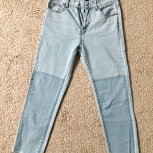 Two tone crop jeans